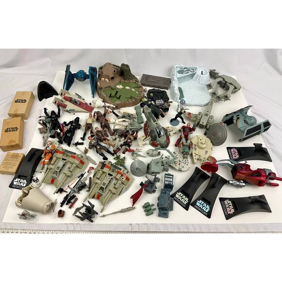 VTG Star Wars 1990s Action Figures Kenner Ships Micro Machines Lot Bundle - Picture 1 of 16